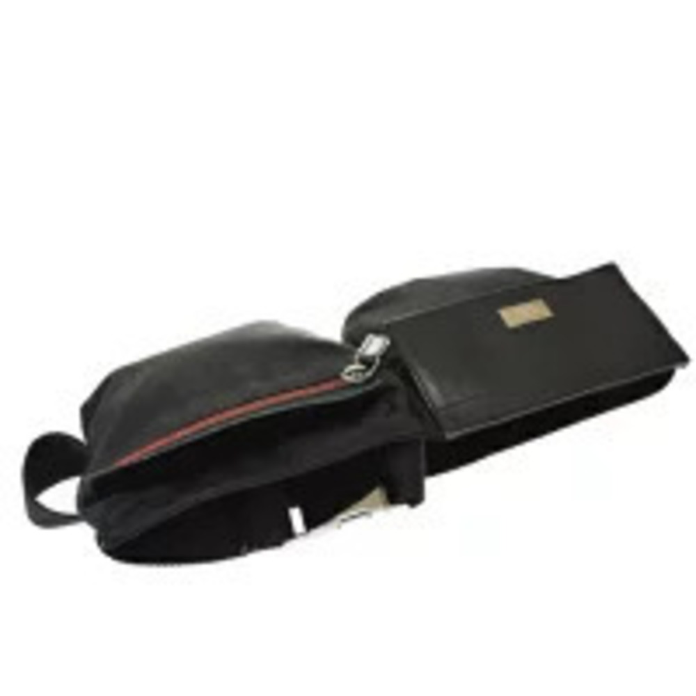Gucci Sherry Waist Pouch Clutch Bag Black Green Red Leather - Picture 7 of 7